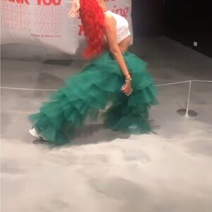 Tulle Emerald green high waisted pants